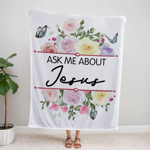Ask me about Jesus Christian blanket - Christian Blanket, Jesus Blanket, Bible Blanket - Spreadstores
