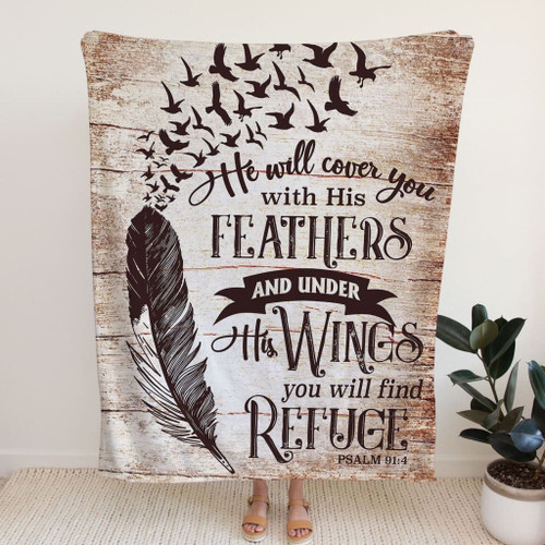 Psalm 91:4 He will cover you with his feathers Christian blanket - Christian Blanket, Jesus Blanket, Bible Blanket - Spreadstores