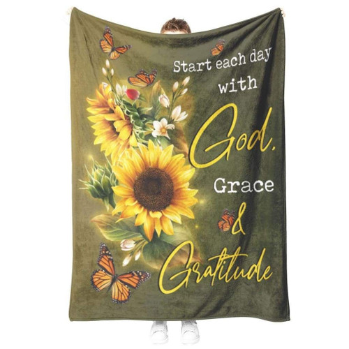 Start each day with God Christian blanket - Christian Blanket, Jesus Blanket, Bible Blanket - Spreadstores