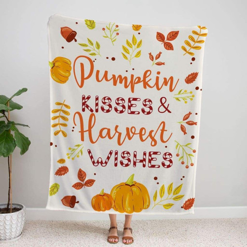 Pumpkin kisses and harvest wishes Christian blanket - Christian Blanket, Jesus Blanket, Bible Blanket - Spreadstores