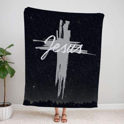 The word Jesus in cross Christian blanket - Christian Blanket, Jesus Blanket, Bible Blanket - Spreadstores