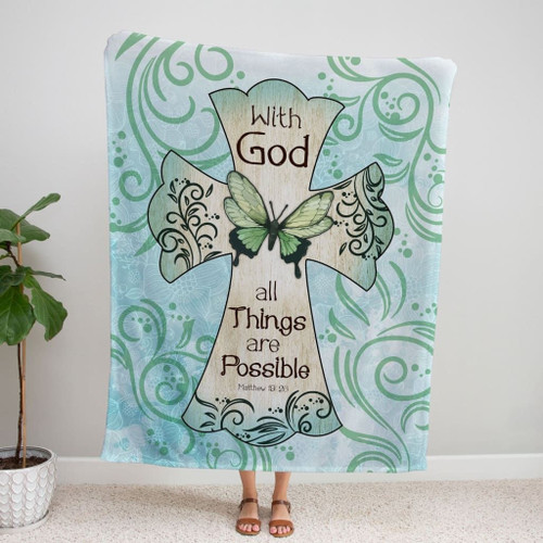 With God all things are possible Matthew 19:26 Bible verse blanket - Christian Blanket, Jesus Blanket, Bible Blanket - Spreadstores