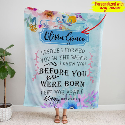 Jeremiah 1:5 personalized name blanket | Bible verse blanket - Christian Blanket, Jesus Blanket, Bible Blanket - Spreadstores