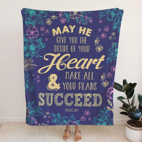 Psalm 20:4 May He give you the desire of your heart Christian blanket - Christian Blanket, Jesus Blanket, Bible Blanket - Spreadstores
