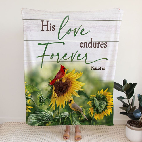 His love endures forever Psalm 136 Bible verse blanket - Christian Blanket, Jesus Blanket, Bible Blanket - Spreadstores