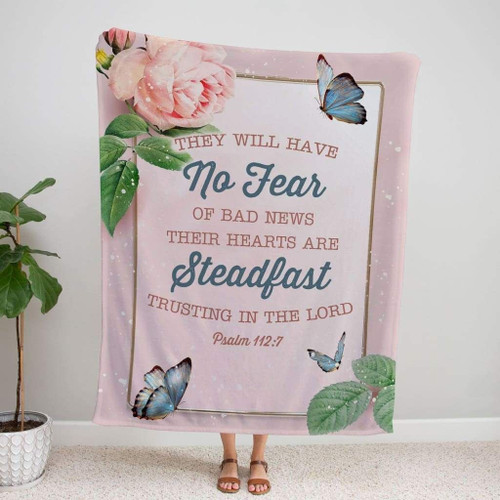 Psalm 112:7 They will have no fear of bad news Christian blanket - Christian Blanket, Jesus Blanket, Bible Blanket - Spreadstores