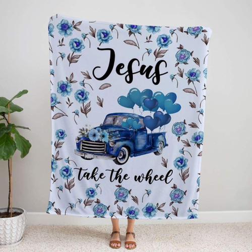 ( Blue) Jesus take the wheel Christian blanket - Christian Blanket, Jesus Blanket, Bible Blanket - Spreadstores