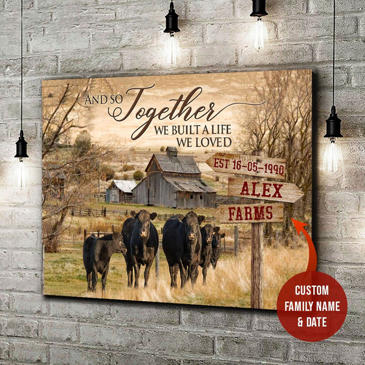 Cow Canvas, Poster Art Together Farm Custom Name 0506