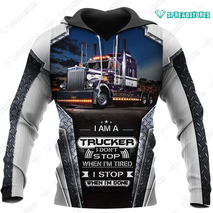 Spread stores I Am A Trucker Kw 1302  Hoodie Over Print Plus Size