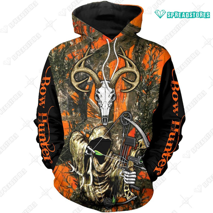 Spread stores Grim Reaper Bow Hunter Camo 3D 2712 Hoodie Over Print Plus Size