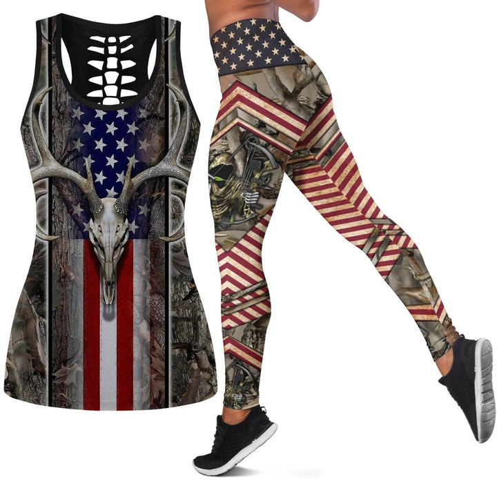 DEER HUNTING LEGGINGS AND HOLLOW OUT TANK TOP 2 2205