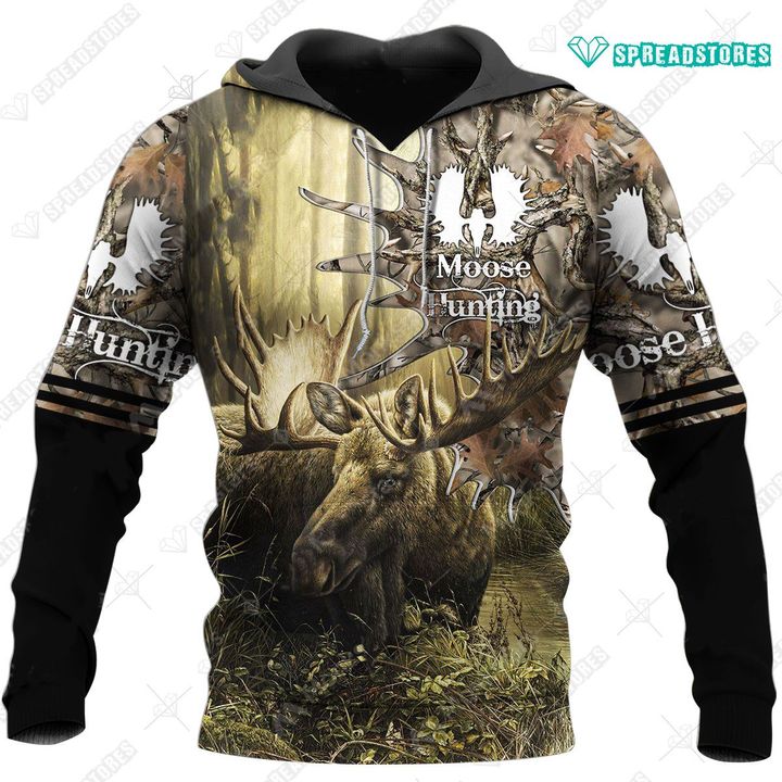 Spread stores Moose 3D 1912 Hoodie Over Print Plus Size