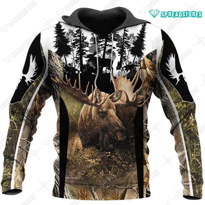 Spread stores Beautiful Hunting Moose Camo 3D 0512 Hoodie Over Print Plus Size