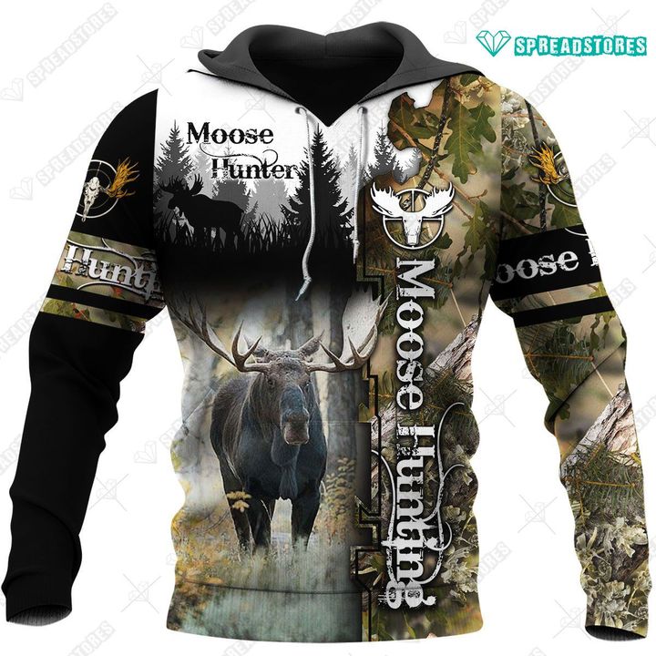 Spread stores Moose Hunting Camo 3D 2512  Hoodie Over Print Plus Size