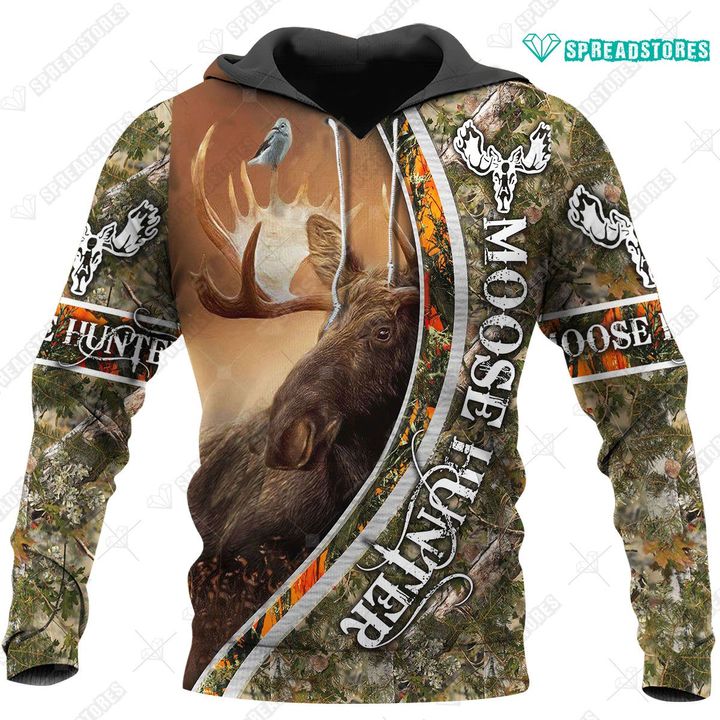 Spread stores Moose Hunting 3D 2512 Hoodie Over Print Plus Size