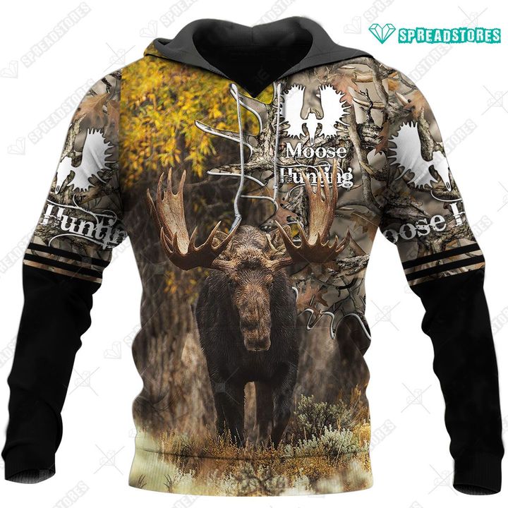 Spread stores Moose 3D 2412 Hoodie Over Print Plus Size