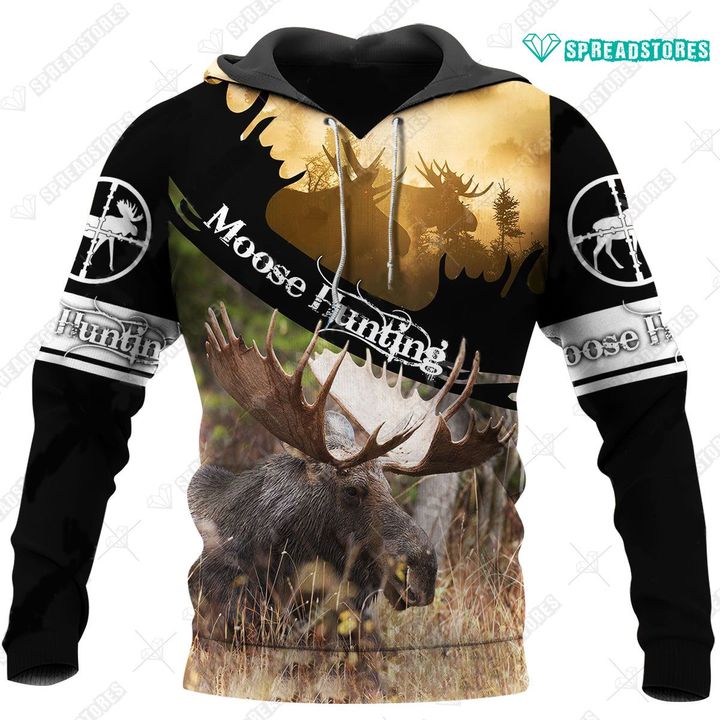 Spread stores  Moose 3D 1312  Hoodie Over Print Plus Size