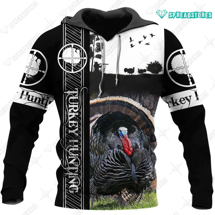 Spread stores Turkey Hunting 2412  Hoodie Over Print Plus Size