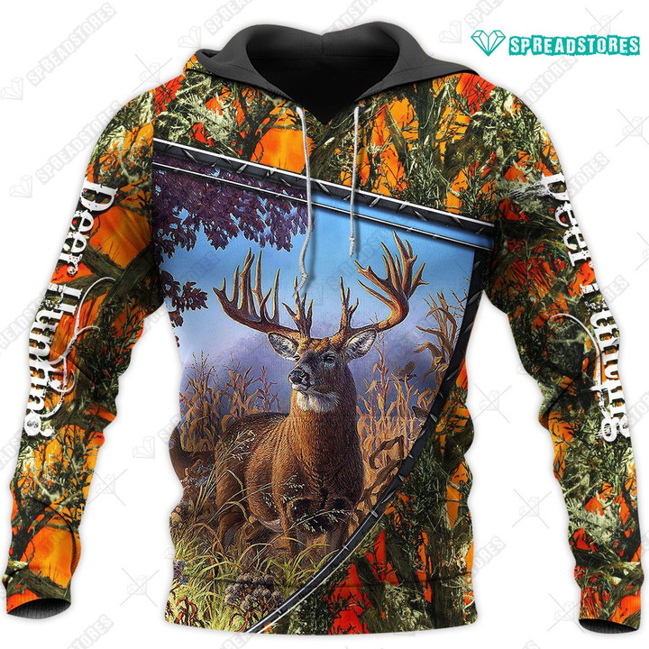 Spread stores  Deer Hunting 3D 0201 Hoodie Over Print Plus Size