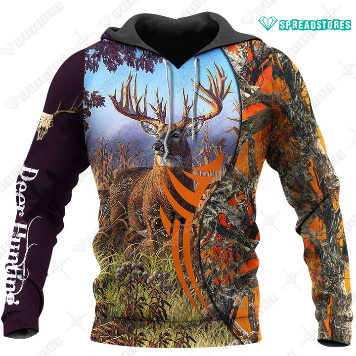 Spread stores Deer Hunting 3D 0512 Hoodie Over Print Plus Size
