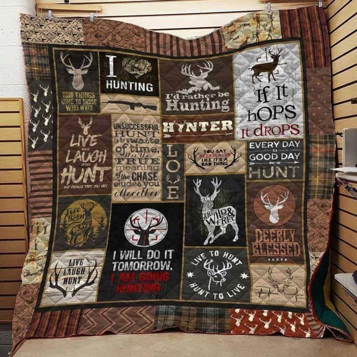 Spread stores Deer Hunting Quilts Hunting 2603 Quilt Blanket All Over Printed