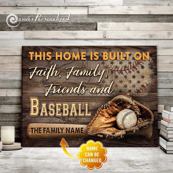 Canvaspersonalized Custom Gifts For Baseball Family Canvas Print Custom Family Name Faith Family Friends And Baseball - Canvas Personalized