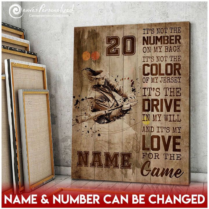 Canvaspersonalized Gifts For Baseball Batters Baseball Art Canvas Print Custom Name And Number It&#039;s My Love For The Game - Canvas Personalized