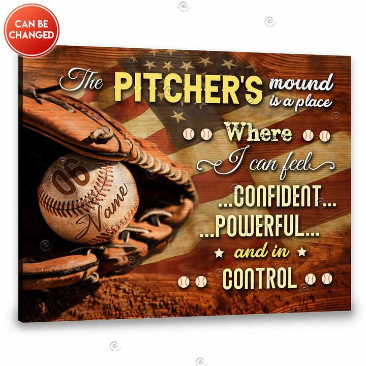 Canvaspersonalized Custom Name And Number Gifts For Baseball Pitchers Pitcher&#039;s Mound Is A Place - Canvas Personalized