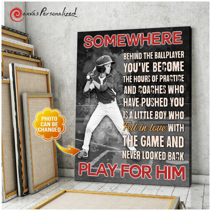 Canvaspersonalized Custom Photo Gift For Boy Baseball Art Canvas Print Somewhere - Canvas Personalized