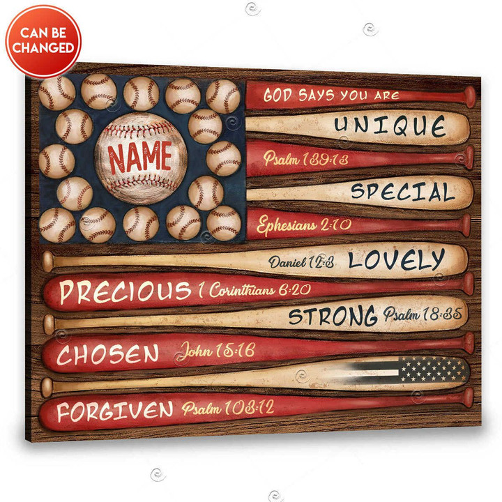 Canvaspersonalized Baseball Flag Canvas God Says You Are With Name Of Baseball Player - Canvas Personalized