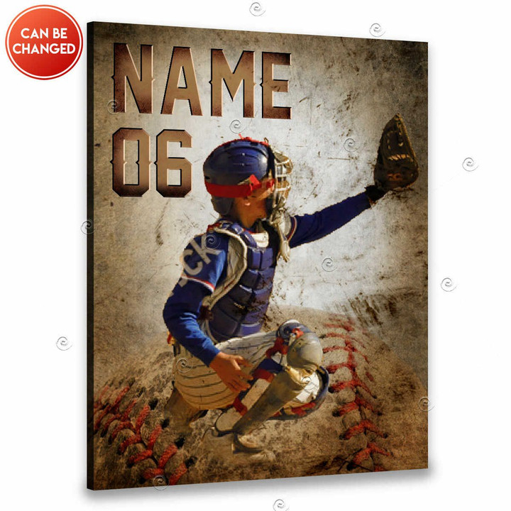 Canvaspersonalized Custom Photo And Name And Number Gift For Boy Baseball Art Canvas - Canvas Personalized