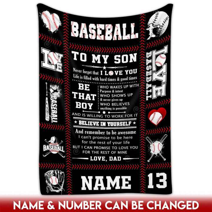 Canvaspersonalized Fleece Blanket USA Baseball Gifts Custom Name And Number To My Son Be That Boy - Canvas Personalized