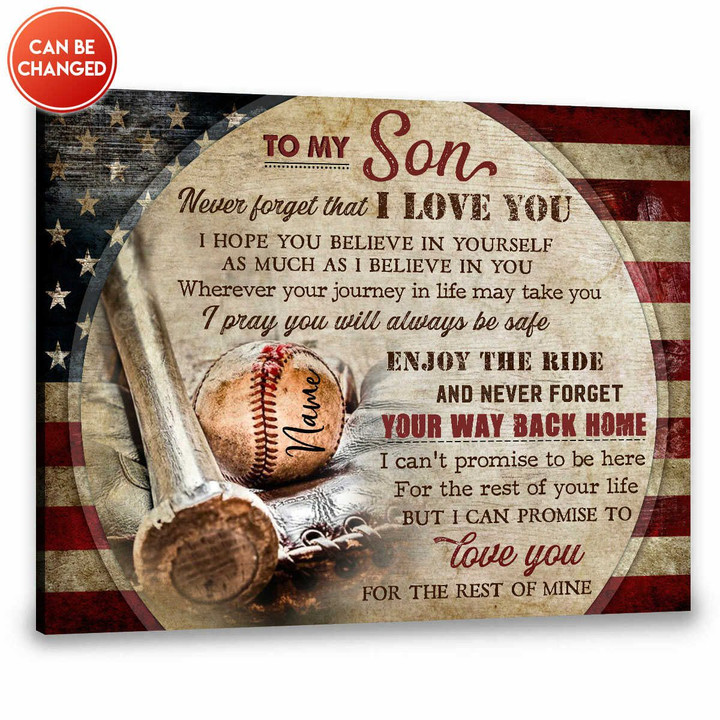 Canvaspersonalized Custom Name Gift For Son Baseball Art Canvas Print To My Son Enjoy The Right - Canvas Personalized