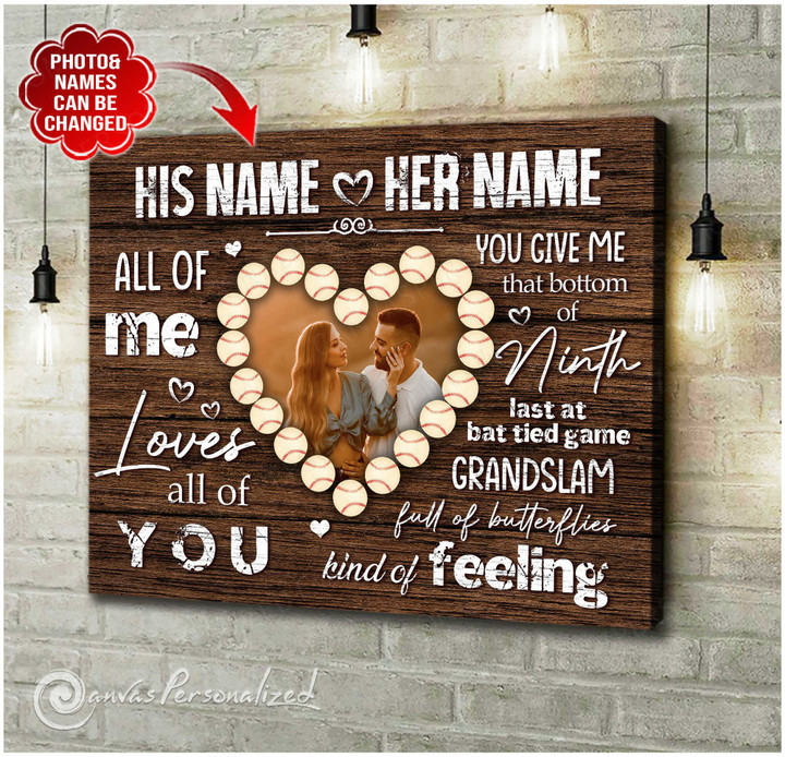 Canvaspersonalized Customized Gift For Baseball Couple Canvas Print Custom Names And Photo You Give Me - Canvas Personalized