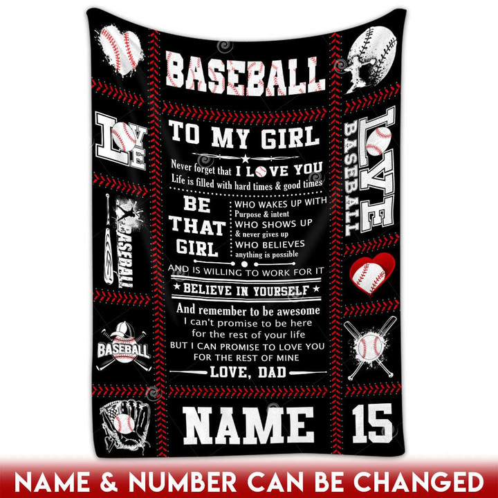 Unique Gifts For Baseball Fans Custom Name Blanket Daughter Gift