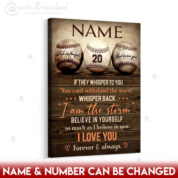 Canvaspersonalized Custom Name And Number Canvas Gift For Baseball Lovers I Am The Storm - Canvas Personalized