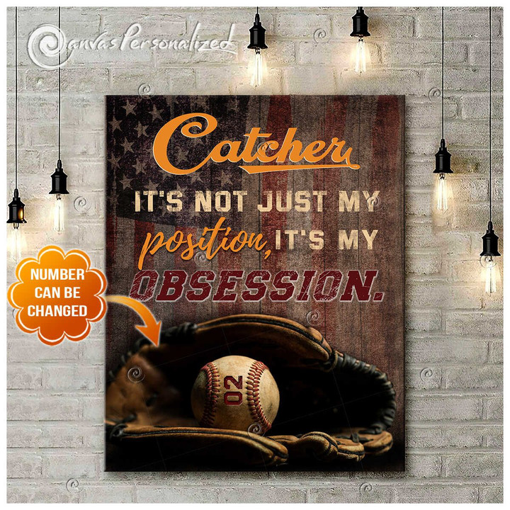 Canvaspersonalized Gifts For Baseball Catchers Baseball Art Canvas Print Custom Name And Number It&#039;s My Obsession - Canvas Personalized