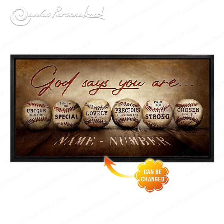 Canvaspersonalized Gifts For Boy Baseball Art Custom Name And Number Says You Are - Canvas Personalized