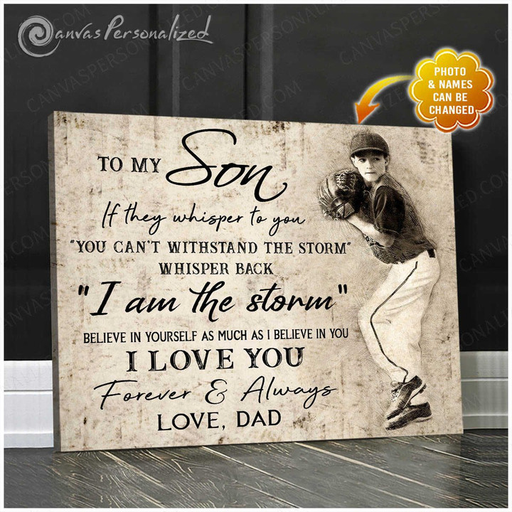 Canvaspersonalized Gifts For Son Baseball Art Custom Photo Gifts I Am The Storm - Canvas Personalized