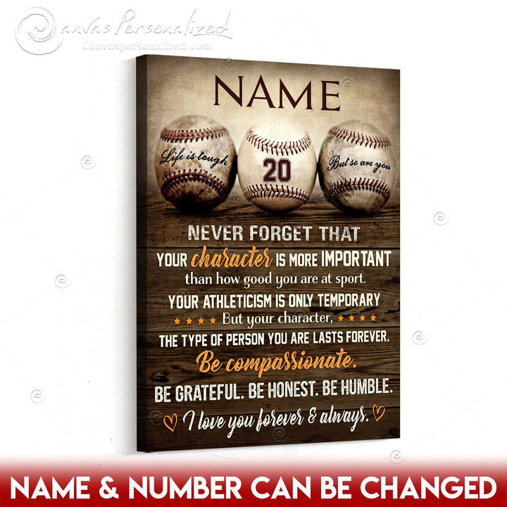 Canvaspersonalized Custom Name And Number Or Date Baseball Gift Art Canvas Print Your Character Lasts Forever - Canvas Personalized