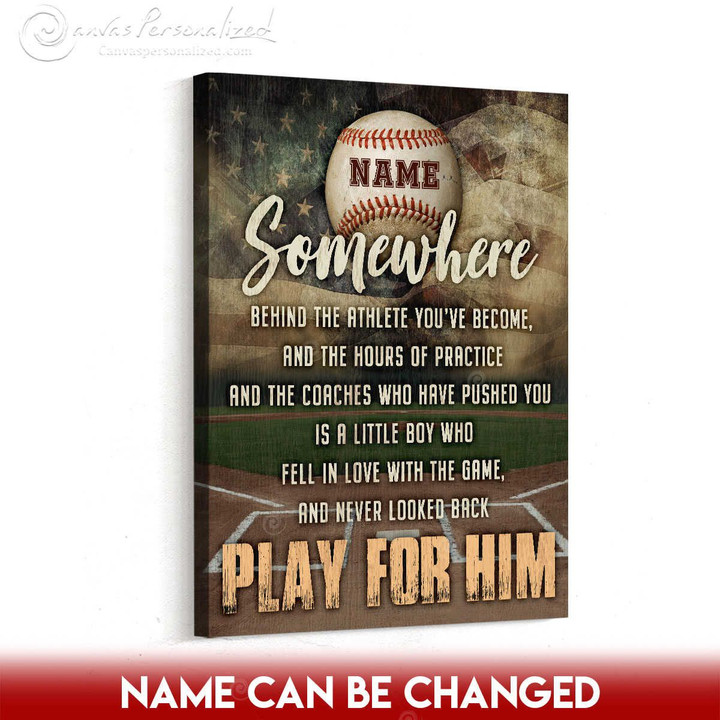 Canvaspersonalized Custom Name Baseball Art Canvas Print Play For Him - Canvas Personalized