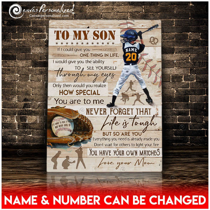 Canvaspersonalized Gifts For Son Baseball Art Custom Photo Gifts Life Is Tough - Canvas Personalized