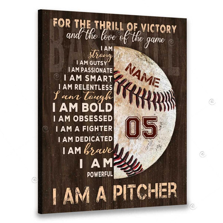 Canvaspersonalized Custom Name Baseball Gifts Canvas I Am A Pitcher I Am Strong - Canvas Personalized