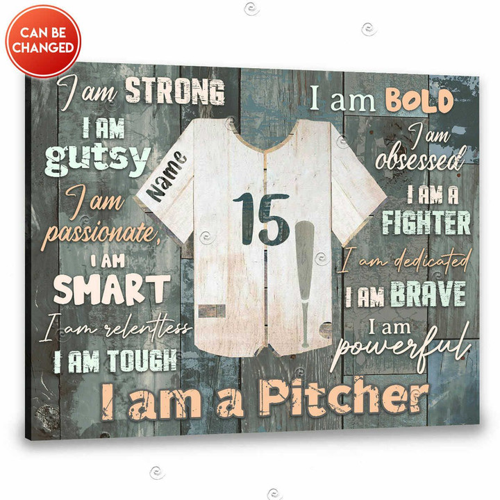 Canvaspersonalized Baseball Gifts For Pitcher Or Catcher Or Batter Custom Name And Number And Text Canvas I Am Strong - Canvas Personalized