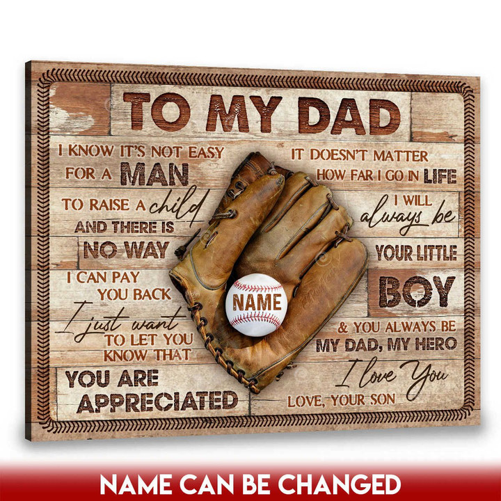 Canvaspersonalized Custom Name Gifts For Baseball Dad Gifts From Son To My Dad - Canvas Personalized