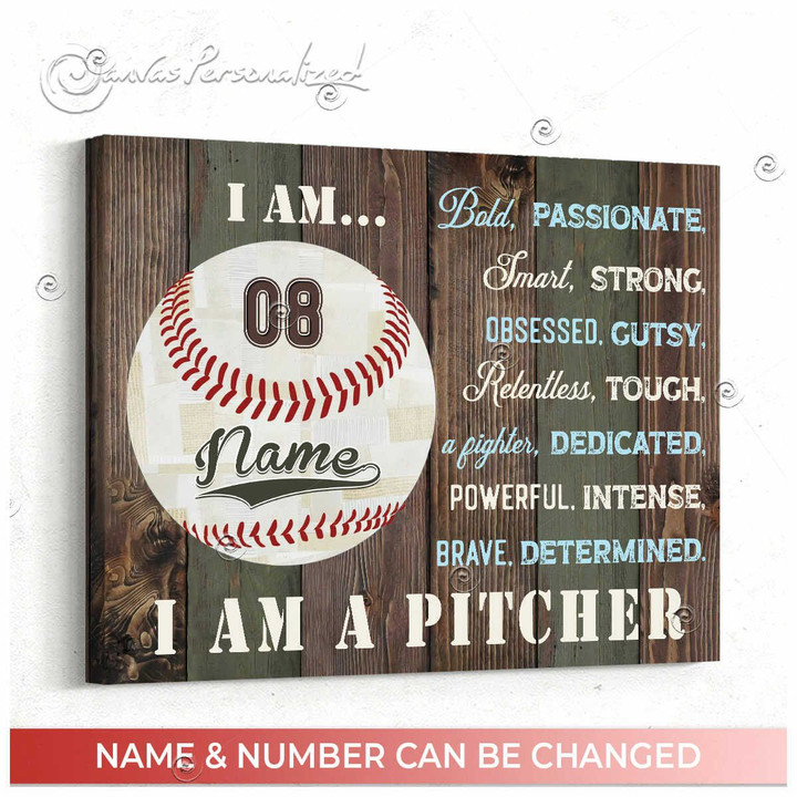 Canvaspersonalized Customized Canvas Print For Baseball Pitcher I Am Tough - Canvas Personalized
