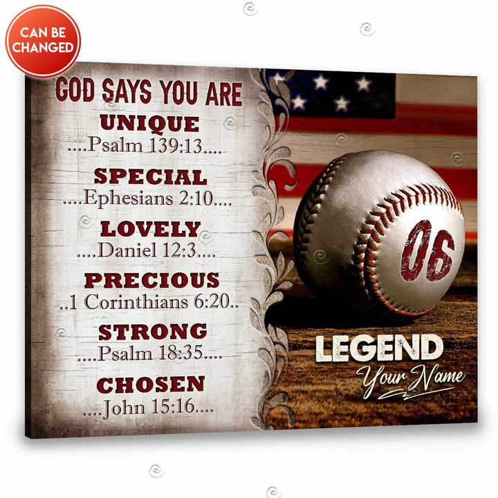 Canvaspersonalized Custom Name Baseball Gifts Canvas God Says You Are Legend - Canvas Personalized