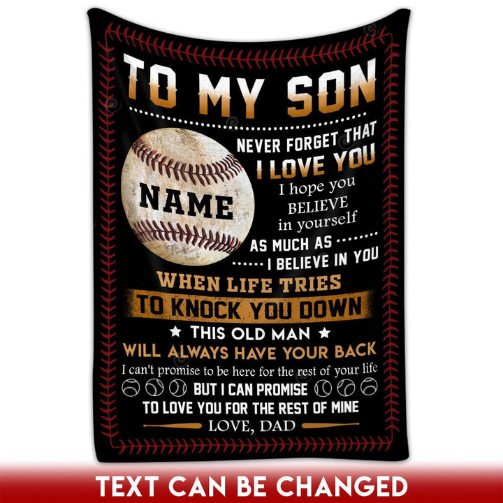 Canvaspersonalized Fleece Blanket USA Baseball Gifts From Dad To Son Custom Name This Old Man - Canvas Personalized