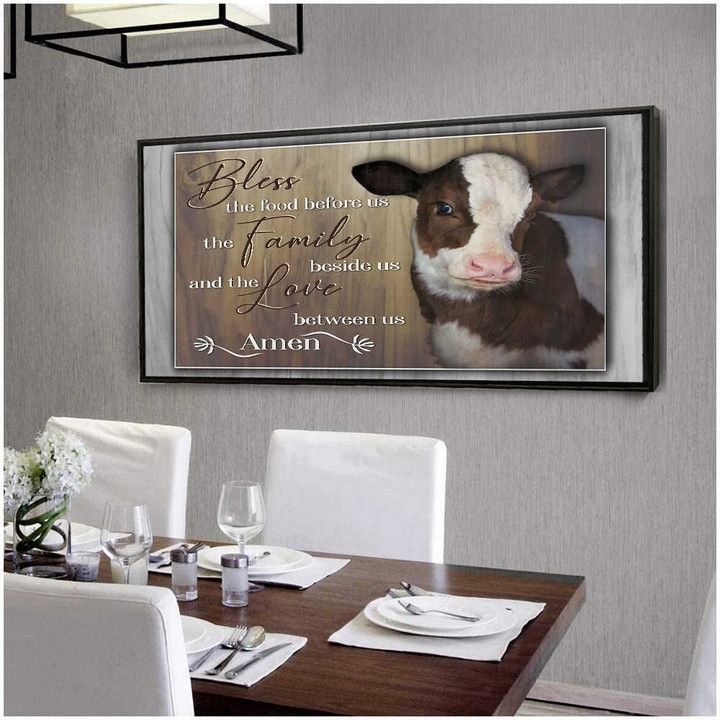 Ohcanvas Black Framed Canvas Bless The Love Between Us Cows Farmhouse Canvas Wall Art Decor