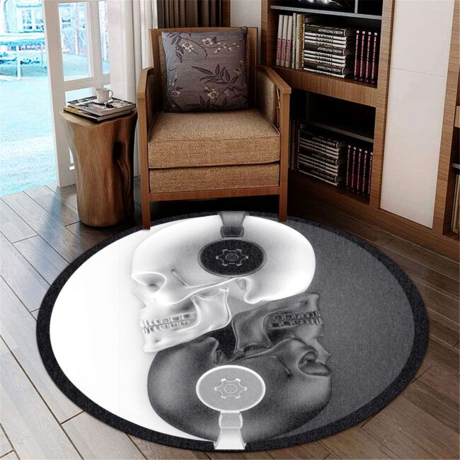 Love Music Skull Premium Round Rug Floor Mat Carpet, Rug For Living Room, For Bedroom